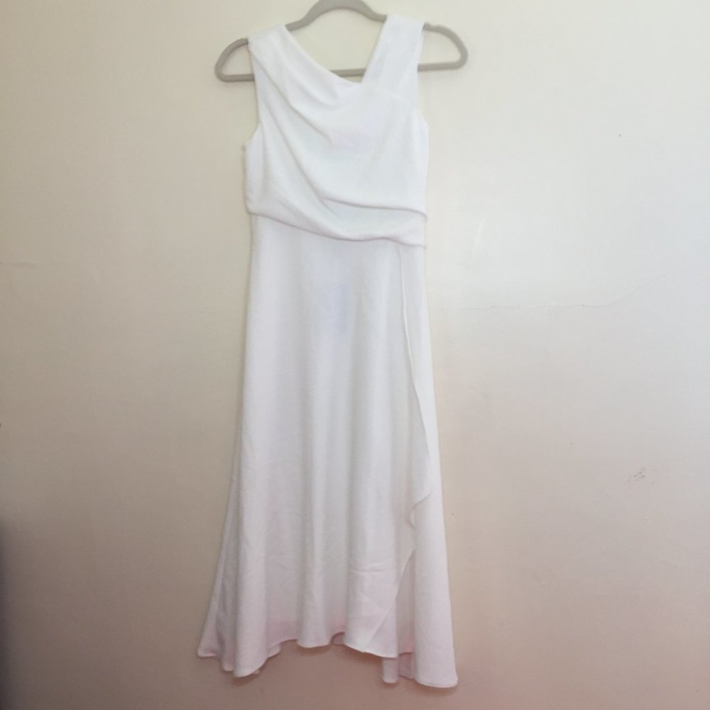 Adrianna Papell NWT Asymmetrical Drape White Chiffon Formal Dress Size 0